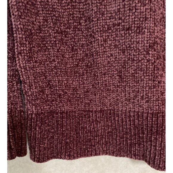 Matty M XS Chenille Crewneck Sweater Women's Recycled Fabric Plum Ribbed Hem - Picture 6 of 11